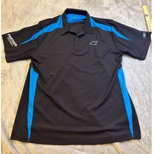 Reebok Carolina Panthers Polo Shirt Blue Black NFL Golf Performance Mens Size XL